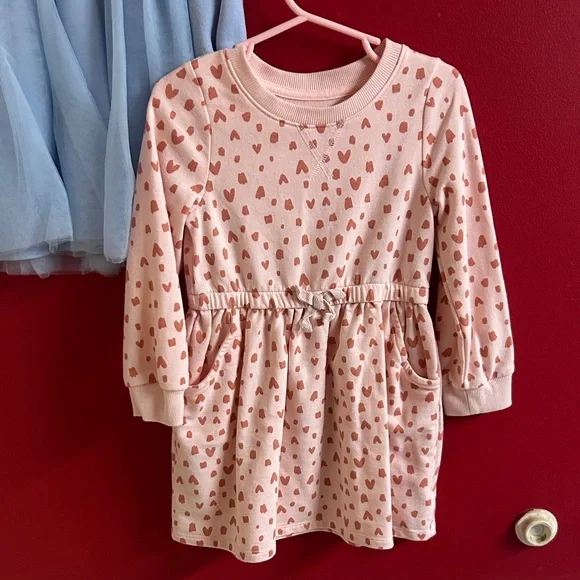 Cat & Jack Blue Dress with Textured Pink Heart valentines size 3t - Picture 4 of 6